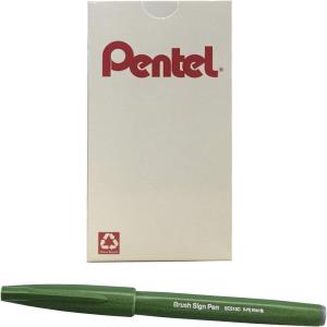 image:imagePentel Arts Sign Pen Touch Fude Brush Tip Blue Ink Box of 12 SES15CCOlive Green