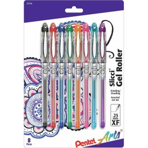 image:imagePentel Arts Slicci 08mm Needle Tip Medium Gel Pen Silver Metallic Ink BG208Z 12 PackAssorted