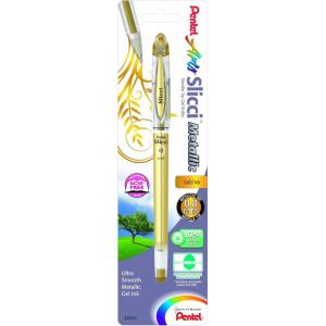 image:imagePentel Arts Slicci 08mm Needle Tip Medium Gel Pen Silver Metallic Ink BG208Z 12 PackGold
