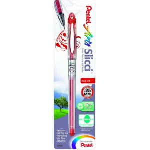 image:imagePentel Arts Slicci 08mm Needle Tip Medium Gel Pen Silver Metallic Ink BG208Z 12 PackRed