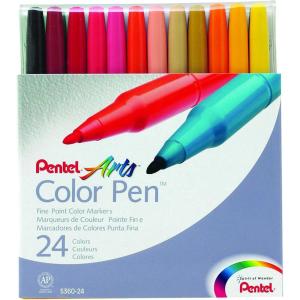 image:imagePentel Color Marker Set Fine Fiber Tip Assorted Colors Pack of 1 24 Count TotalFine Fiber Tip