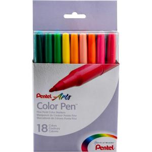 image:imagePentel Color Marker Set Fine Fiber Tip Assorted Colors Pack of 1 24 Count TotalSet of 18
