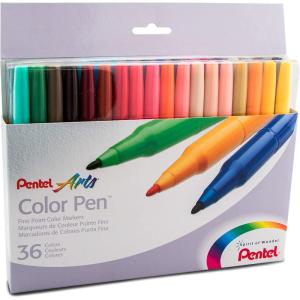 image:imagePentel Color Marker Set Fine Fiber Tip Assorted Colors Pack of 1 24 Count TotalSet of 36