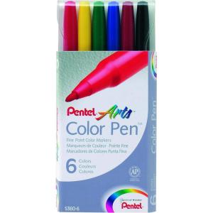 image:imagePentel Color Marker Set Fine Fiber Tip Assorted Colors Pack of 1 24 Count TotalSet of 6