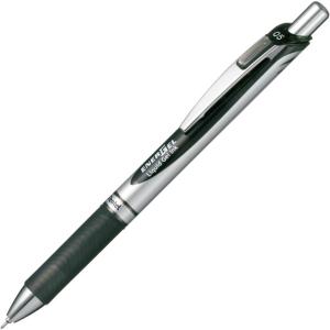 image:imagePentel Energel Knock Ballpoint Pen 05mm Needle Tip Black Ink Silver Body with Black Accent BLN75ZASiver Body with Black Accent