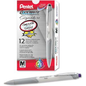 image:imagePentel Glidewrite Signature Ballpoint Pen Black Barrel 10mm Medium Line Black Ink 12 Pens BX930AAViolet