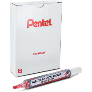image:imagePentel Markathon Pump Dry Erase Marker Chisel Tip Black Ink 12 Pack MWL6SXARed