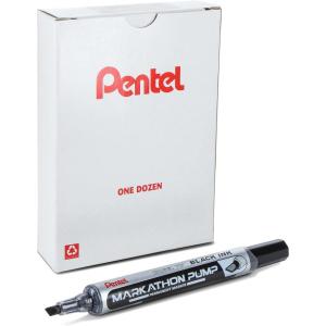 image:imagePentel Markathon Pump Permanent Marker Chisel Tip Black Ink 4 Pack NLF60XBP4ABlack