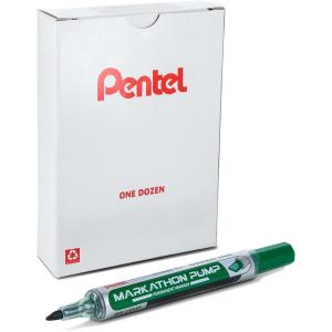 image:imagePentel Markathon Pump Permanent Marker Chisel Tip Black Ink 4 Pack NLF60XBP4AGreen