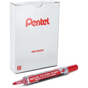 image:imagePentel Markathon Pump Permanent Marker Chisel Tip Black Ink 4 Pack NLF60XBP4ARed