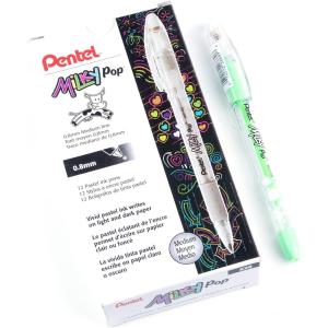 image:imagePentel Milky Pop Pastel Gel Pen 08mm Medium Line Yellow Ink  K98LG Box of 12Mint green