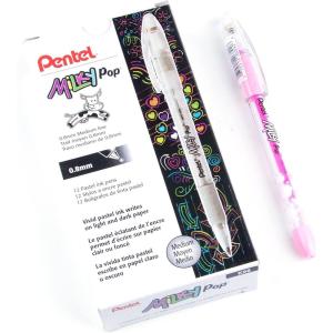 image:imagePentel Milky Pop Pastel Gel Pen 08mm Medium Line Yellow Ink  K98LG Box of 12Pink