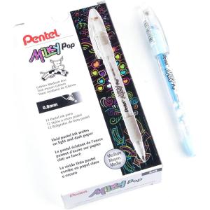 image:imagePentel Milky Pop Pastel Gel Pen 08mm Medium Line Yellow Ink  K98LG Box of 12Sky Blue