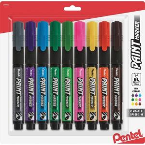 image:imagePentel Paint Markers Medium Bullet Point Assorted Ink DEFGKNPSV 9pk  MMP20BP9M