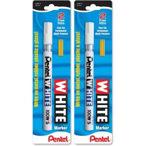 image:imagePentel Permanent Marker White Fine Point 1Pack 100WS1 Count Pack of 2