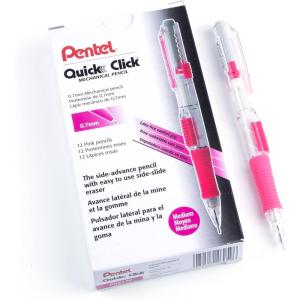 image:imagePentel Quick Click Mechanical Pencil 07mm Medium Black Barrel Box of 12 Pencils PD217APink
