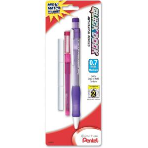 image:imagePentel Quick Dock Colors 07mm Medium Line 1 Pencil 1 Refill Cartridge and 3 Erasers Assorted Barrel and Cartridge Colors QD7LECRBP
