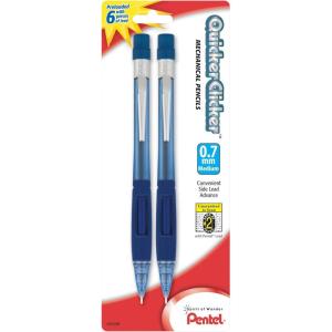 image:imagePentel Quicker Clicker Mechanical Pencil 07mm Transparent Blue Barrel Pack of 2 PD347BP2K62 Count Pack of 1