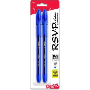 image:imagePentel RSVP Ballpoint Pen 10mm Medium Line Assorted Ink Pack of 8 BK91CRBP8MBlue Ink