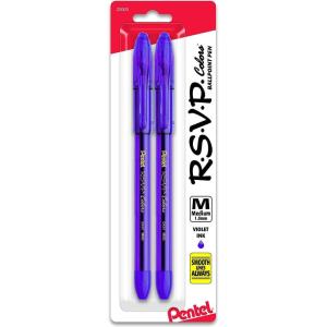 image:imagePentel RSVP Ballpoint Pen 10mm Medium Line Assorted Ink Pack of 8 BK91CRBP8MViolet Ink