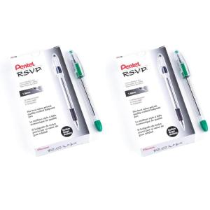 image:imagePentel RSVP Ballpoint Pen 10mm Medium Line Black Ink BK91A Pack of 1 12 Count TotalGreen