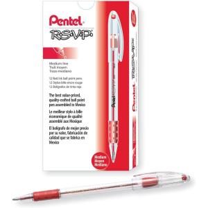 image:imagePentel RSVP Ballpoint Pen 10mm Medium Line Black Ink BK91A Pack of 1 12 Count TotalRed