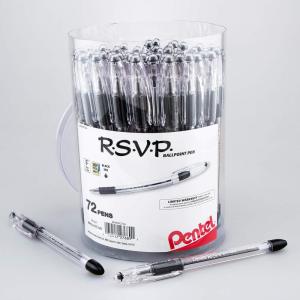 image:imagePentel RSVP Ballpoint Pen Fine Line 07mm Black Ink 72 Pack Canister BK90PC72ABlack