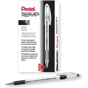 image:imagePentel RSVP Ballpoint Pen Fine Line 07mm Black Ink BK90A Pack of 1 12 Count TotalBlack