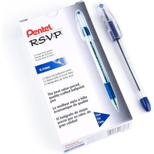 image:imagePentel RSVP Ballpoint Pen Fine Line 07mm Black Ink BK90A Pack of 1 12 Count TotalBlue