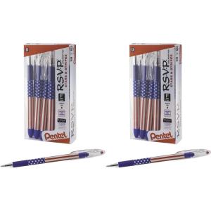 image:imagePentel RSVP Ballpoint Pen Fine Line 07mmFlag Barrel Black Ink 12 Pack BK90USAA12 Count Pack of 2