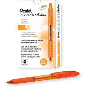 image:imagePentel RSVP RT Colors Retractable Ballpoint Pen 10mm Medium Line Barrel Pink Ink Box of 12 BK93CRPPOrange