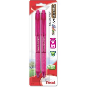 image:imagePentel RSVP RT Colors Retractable Ballpoint Pen 10mm Medium Line Barrel Pink Ink Box of 12 BK93CRPPPink