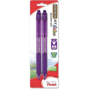 image:imagePentel RSVP RT Colors Retractable Ballpoint Pen 10mm Medium Line Barrel Pink Ink Box of 12 BK93CRPPViolet