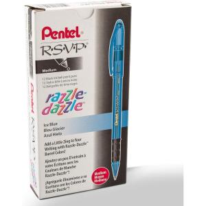 image:imagePentel RSVP RazzleDazzle Ballpoint Pen 10mm Medium Line Pink Barrel Black Ink Box of 12 BK91RDPABlue