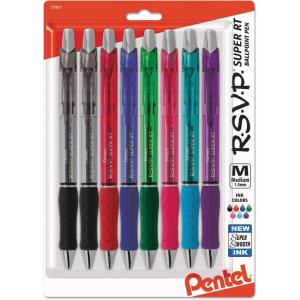 image:imagePentel RSVP Super RT Ballpoint Pen 07mm Fine Line Assorted Ink Pack of 4 BX477BP4M1Assorted