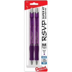 image:imagePentel RSVP Super RT Ballpoint Pen 07mm Fine Line Assorted Ink Pack of 4 BX477BP4M1Purple