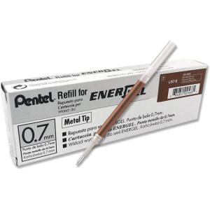 image:imagePentel Refill Ink for BL57BL77 EnerGel Liquid Gel Pen 07mm Metal Tip Green Ink Box of 12 LR7D12Brown