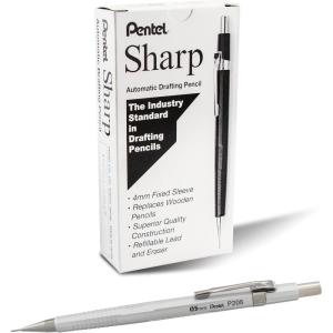 image:imagePentel Sharp Mechanical Pencil 05mm Metallic Silver Barrel Box of 12 P205Z