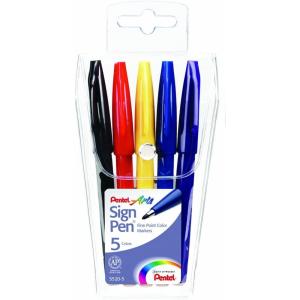 image:imagePentel Sign Pen FiberTipped Pen Blue Ink Box of 12 S520CAssorted