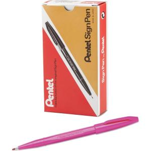 image:imagePentel Sign Pen FiberTipped Pen Blue Ink Box of 12 S520CPink