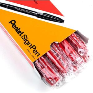 image:imagePentel Sign Pen FiberTipped Pen Blue Ink Box of 12 S520CRed