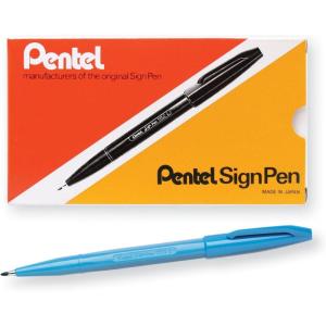 image:imagePentel Sign Pen FiberTipped Pen Blue Ink Box of 12 S520CSky Blue