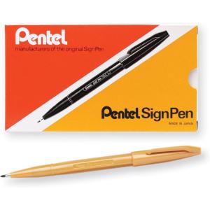 image:imagePentel Sign Pen FiberTipped Pen Blue Ink Box of 12 S520CYellow Ochre