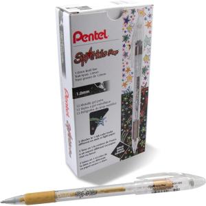 image:imagePentel Sparkle Pop Metallic Gel Pen 10mm Bold Line Pink Box of 12 Pens K91DPGold