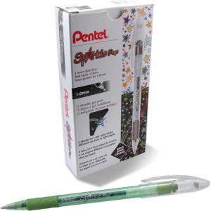 image:imagePentel Sparkle Pop Metallic Gel Pen 10mm Bold Line Pink Box of 12 Pens K91DPGreen