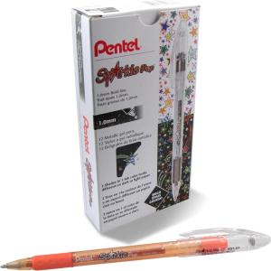 image:imagePentel Sparkle Pop Metallic Gel Pen 10mm Bold Line Pink Box of 12 Pens K91DPOrange