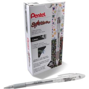 image:imagePentel Sparkle Pop Metallic Gel Pen 10mm Bold Line Pink Box of 12 Pens K91DPSilver
