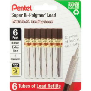 image:imagePentel Super HiPolymer Lead Refills 03 mm H 72 Pieces 12 pcs per tube 6 tubesB