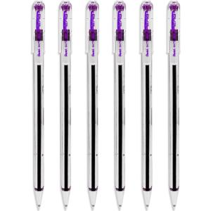 image:imagePentel Superb Ballpoint Pen Ball Point Pens 07mm Nib Tip 025mm Line Width Fine Line Refillable Ink BK77  Pack Of 6  Violet
