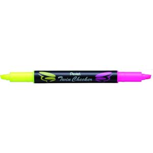 image:imagePentel Twin Checker Dualtip Highlighter Chisel Tip YellowPink Ink Pack of 12 SLW8GPYellowPink